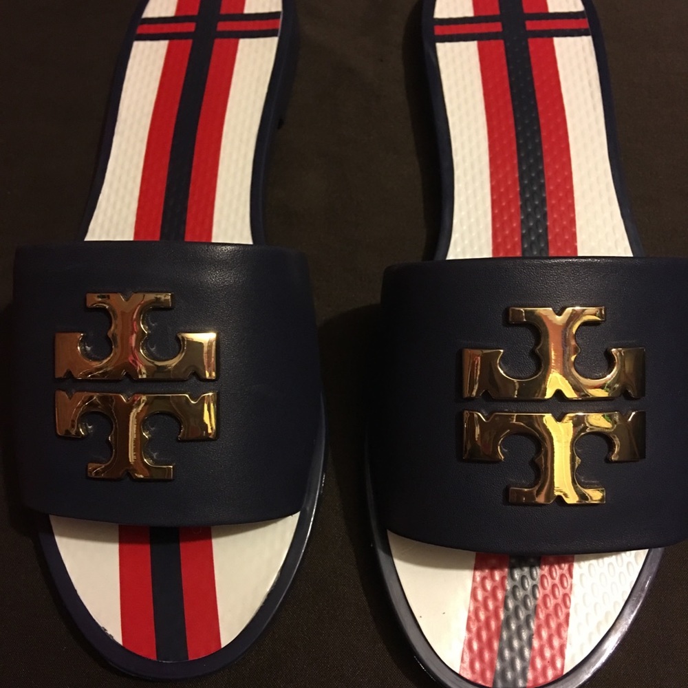 Tory Burch NavySea logo Jelly Slide Size 5